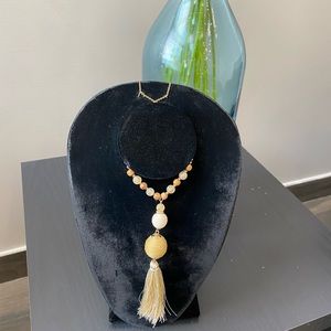 Hobo tan fringed tassel necklace
